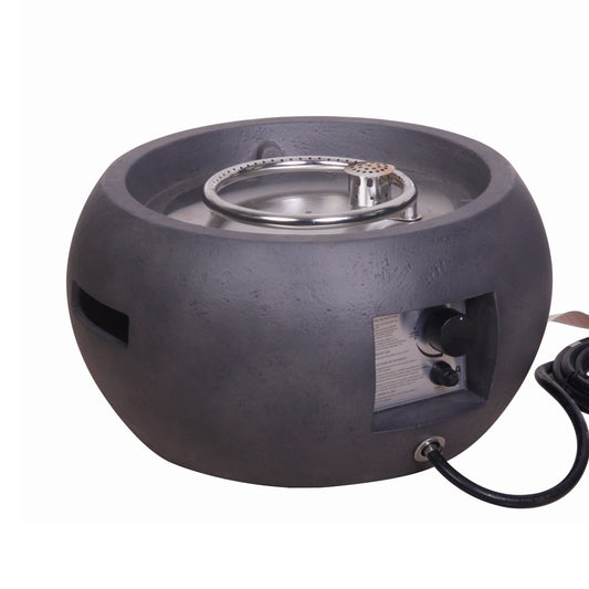 Faux Concrete Texture Round Dark Propane Outdoor Fire Pit