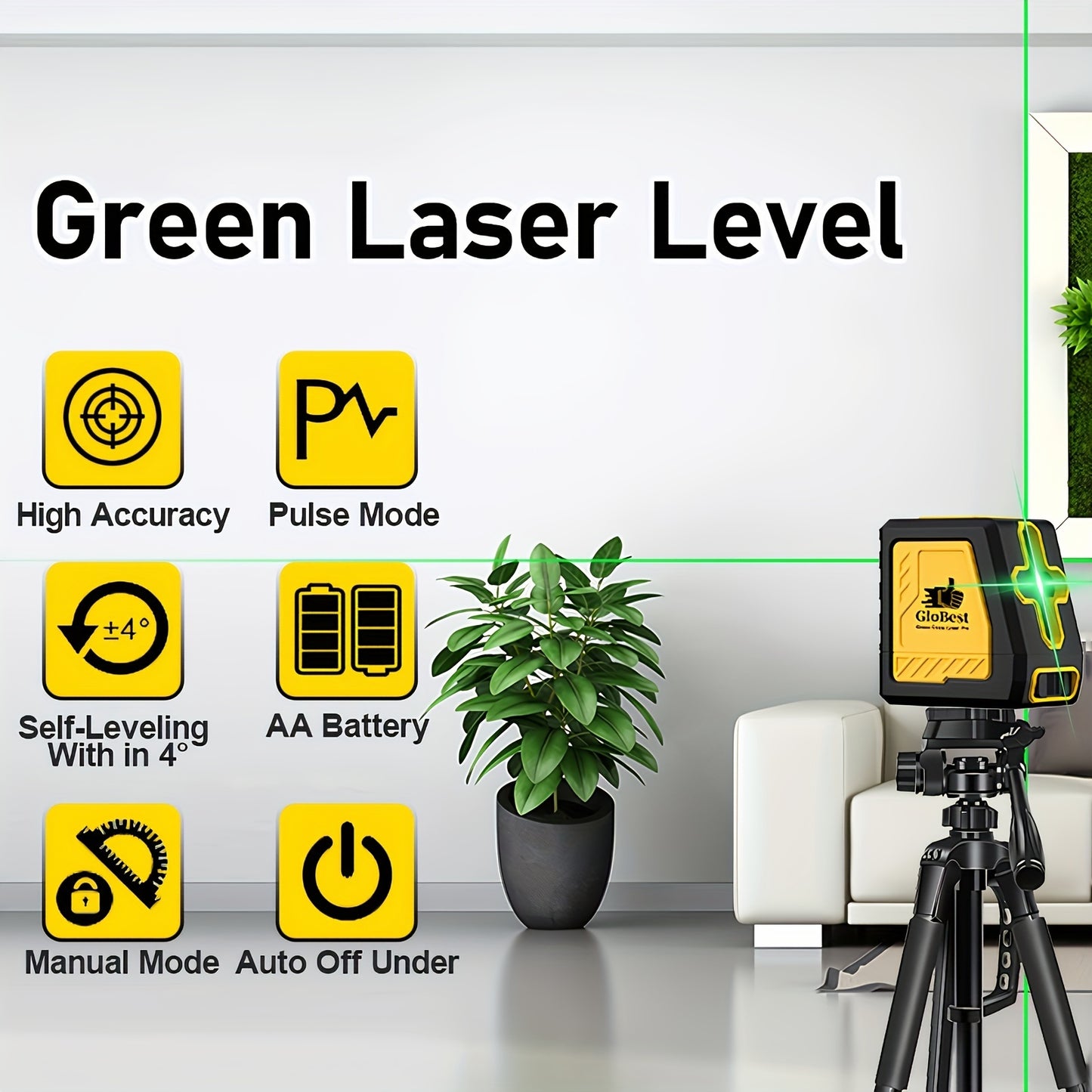 Laser Level, 100Ft Self Leveling Cross Line Lasers