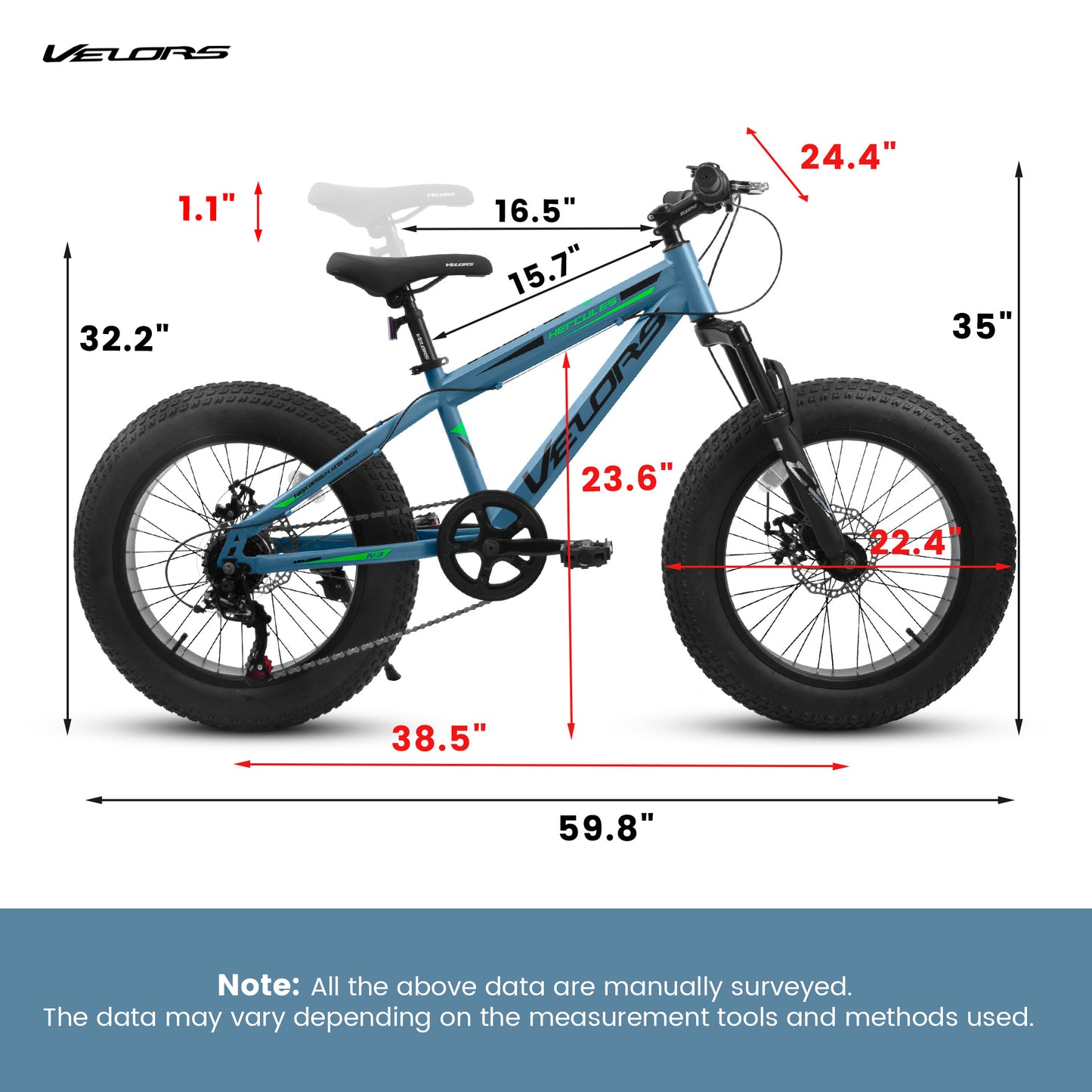 V20235 20 Inch Fat Tire Bike 7 Speed Mountain Bike