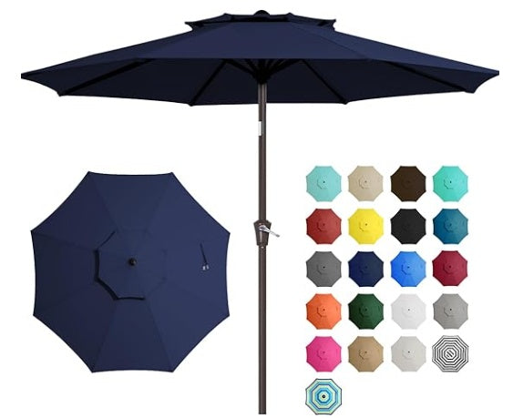 Nix DY All-iron Double-layer Mid-column Umbrella 9-8-38-navy Blue