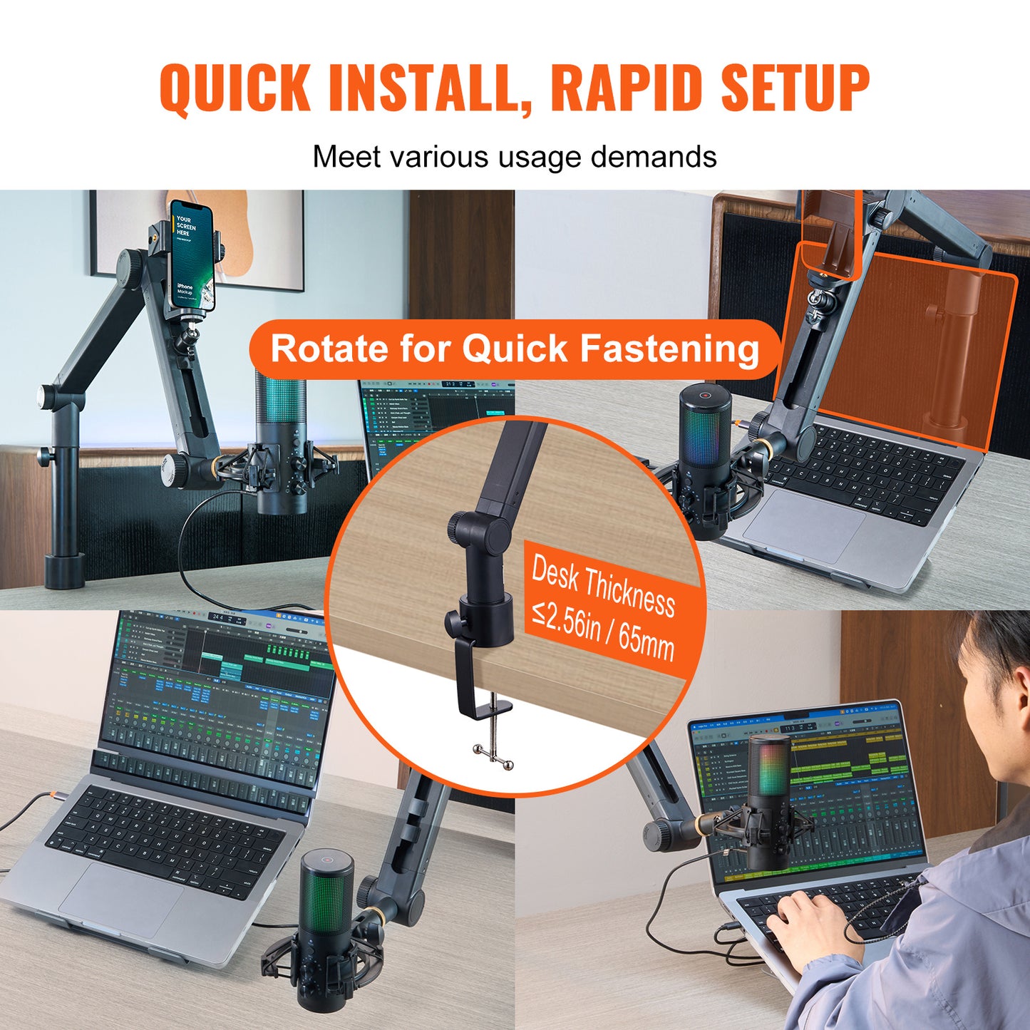 VEVOR Microphone Boom Arm With Desk