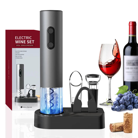 Electric Wine Opener Gift Set Automatic Corkscrew With Foil Cutter kit