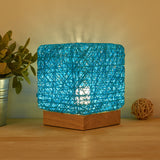 Wood Rattan Twine USB Charging Table Lamp