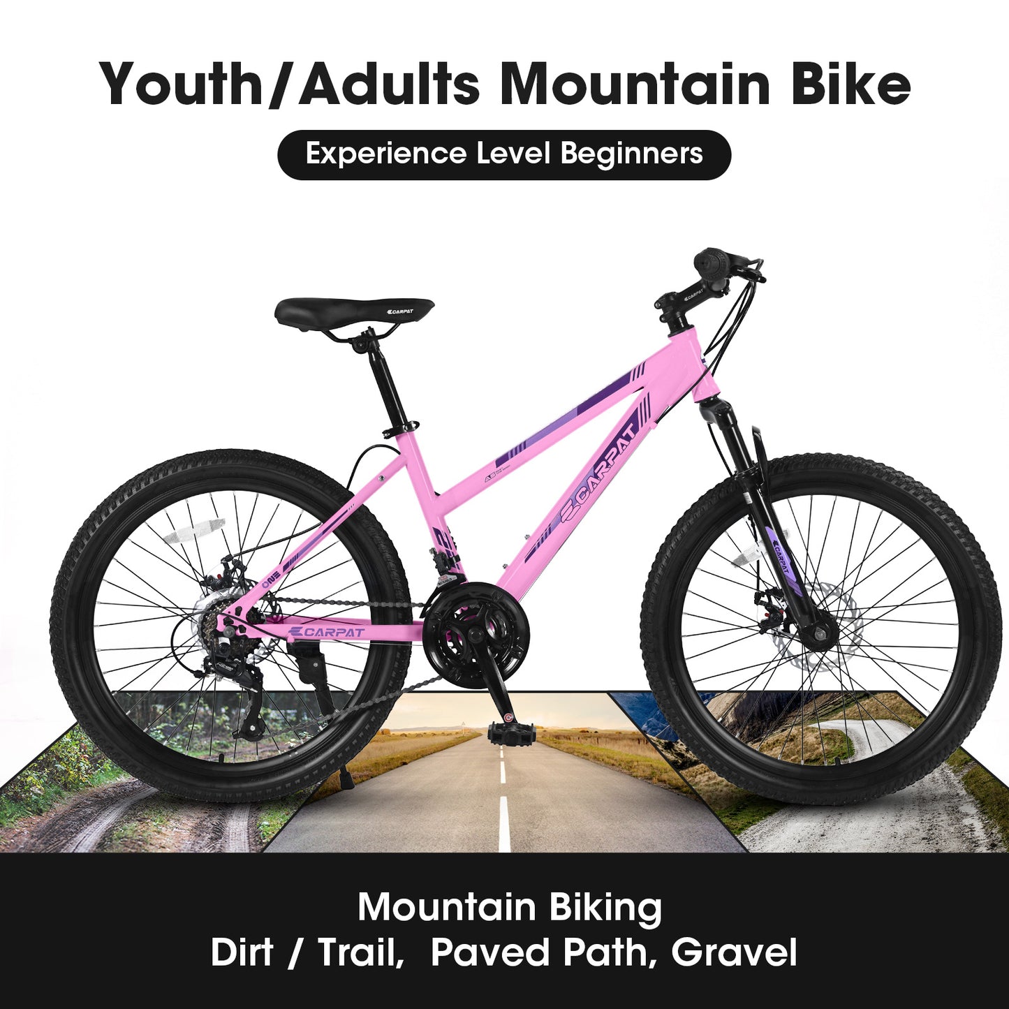 S24103  24 Inch Mountain Bike For Teenagers Girls Women, Shimano 21 Speeds