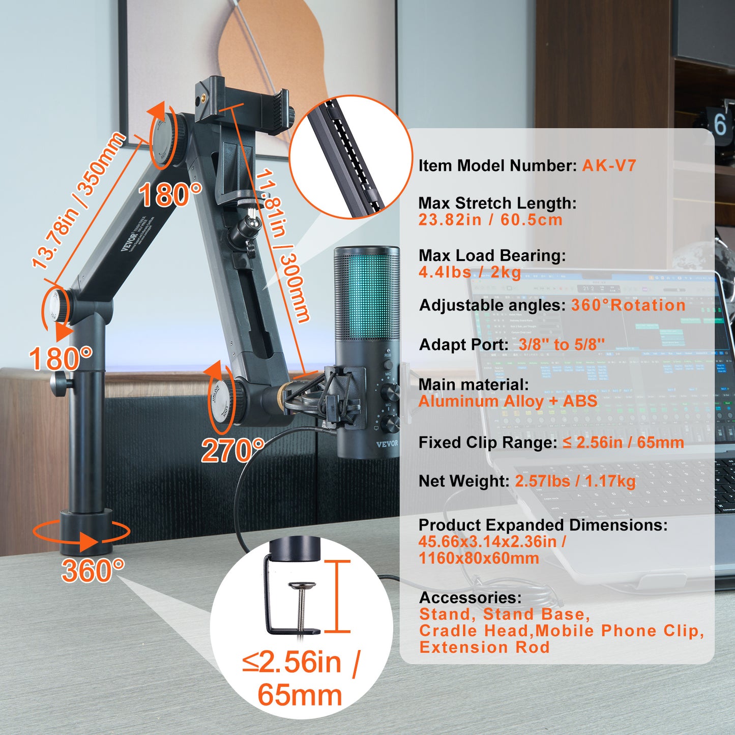 VEVOR Microphone Boom Arm With Desk