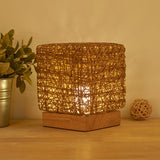 Wood Rattan Twine USB Charging Table Lamp